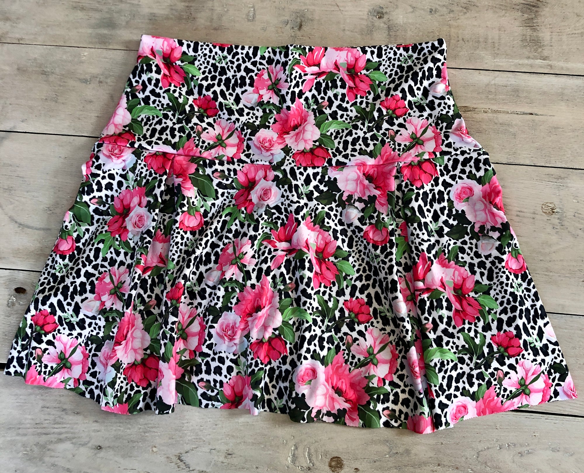 Pink Floral Animal Print Skirt