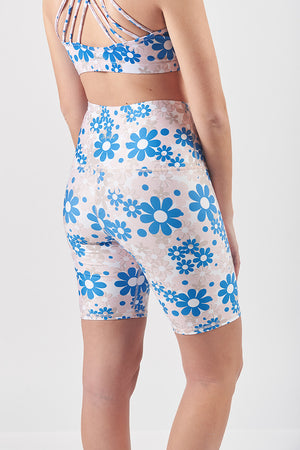 High Waisted Biker Short - Flower Power 8"