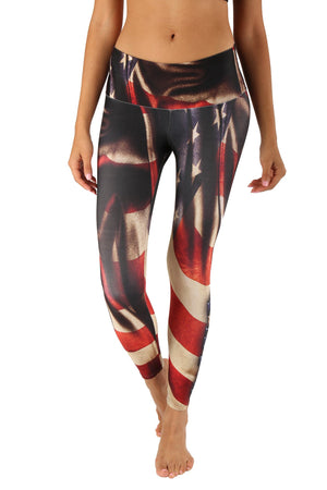 Grateful Nation Leggings - Patriotic Leggings for the Gym, Run, Marathon, Race - Lavaloka