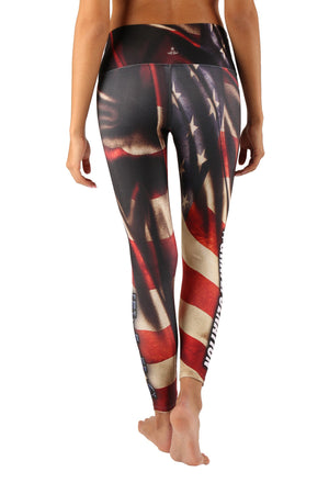 Grateful Nation Leggings - Patriotic Leggings for the Gym, Run, Marathon, Race - Lavaloka