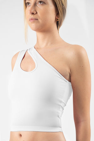 White Crop Top One Shoulder