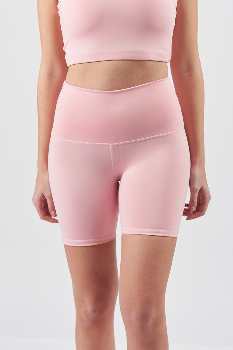 High Waisted Biker Shorts - Bubblegum 5"
