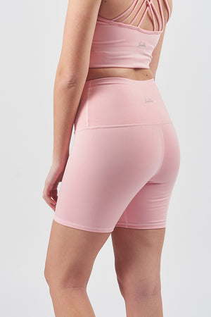 High Waisted Biker Shorts - Bubblegum 5"