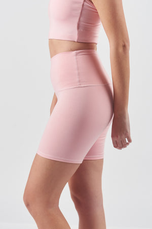 High Waisted Biker Shorts - Bubblegum 5"