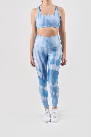 Blue and White Tie Dye Leggings