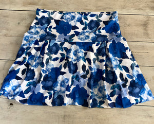 Blue Watercolor Floral Skirt