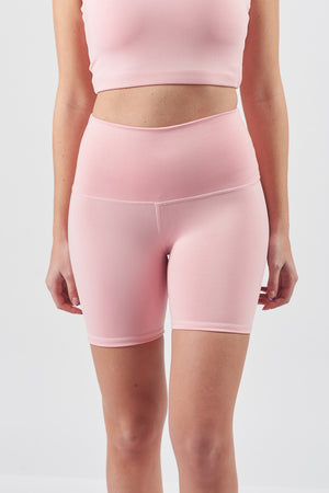 High Waisted Biker Shorts - Bubblegum 5"