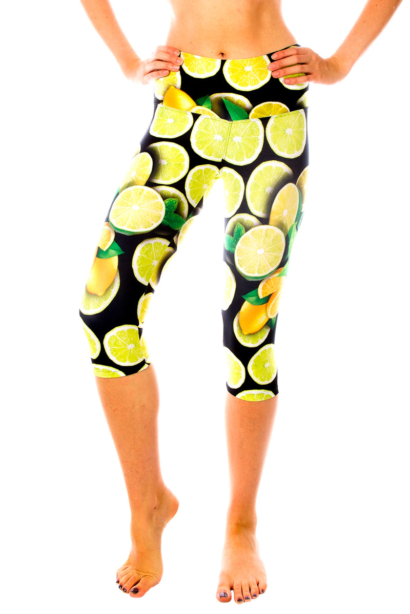 Lemon Lime Capri Yoga Pants | Fruity Fun Leggings | Lavaloka - LAVALOKA