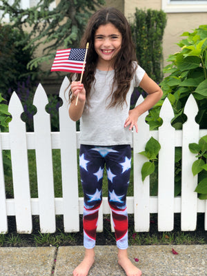 Girls 4th of July American Flag Leggings Pants /Kids Tights